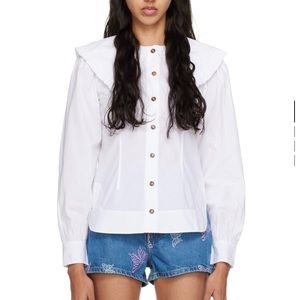 Ganni white collar shirt